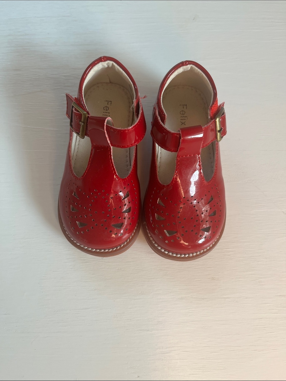 Girl's Red Patent T-Strap Dress Shoes with Buckle